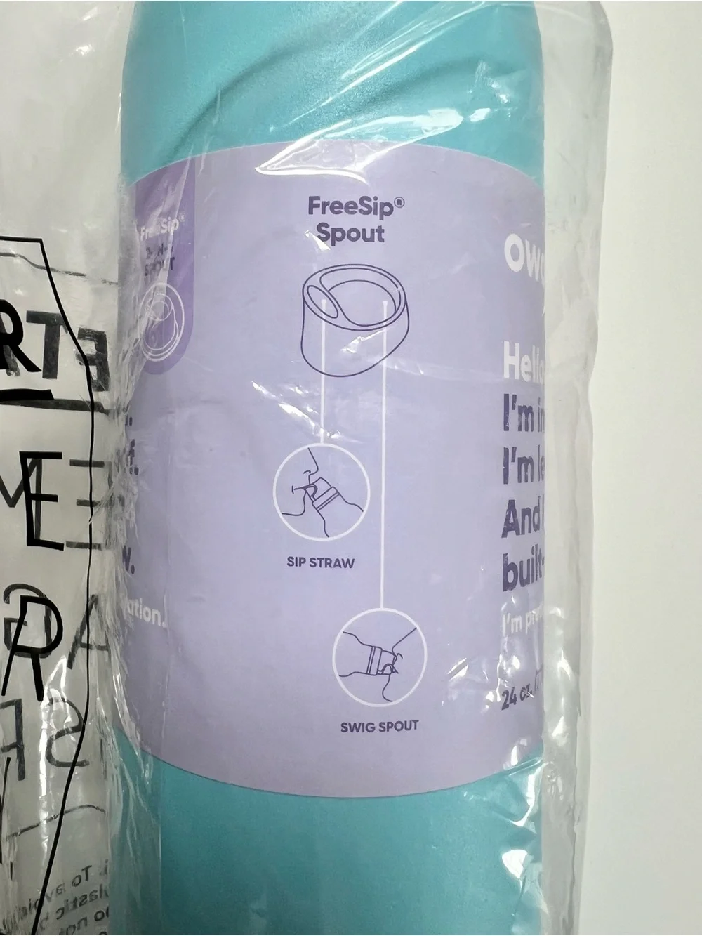 Owala Insulated 24 oz Water Bottle in Light Blue with Pink/Orange Cap